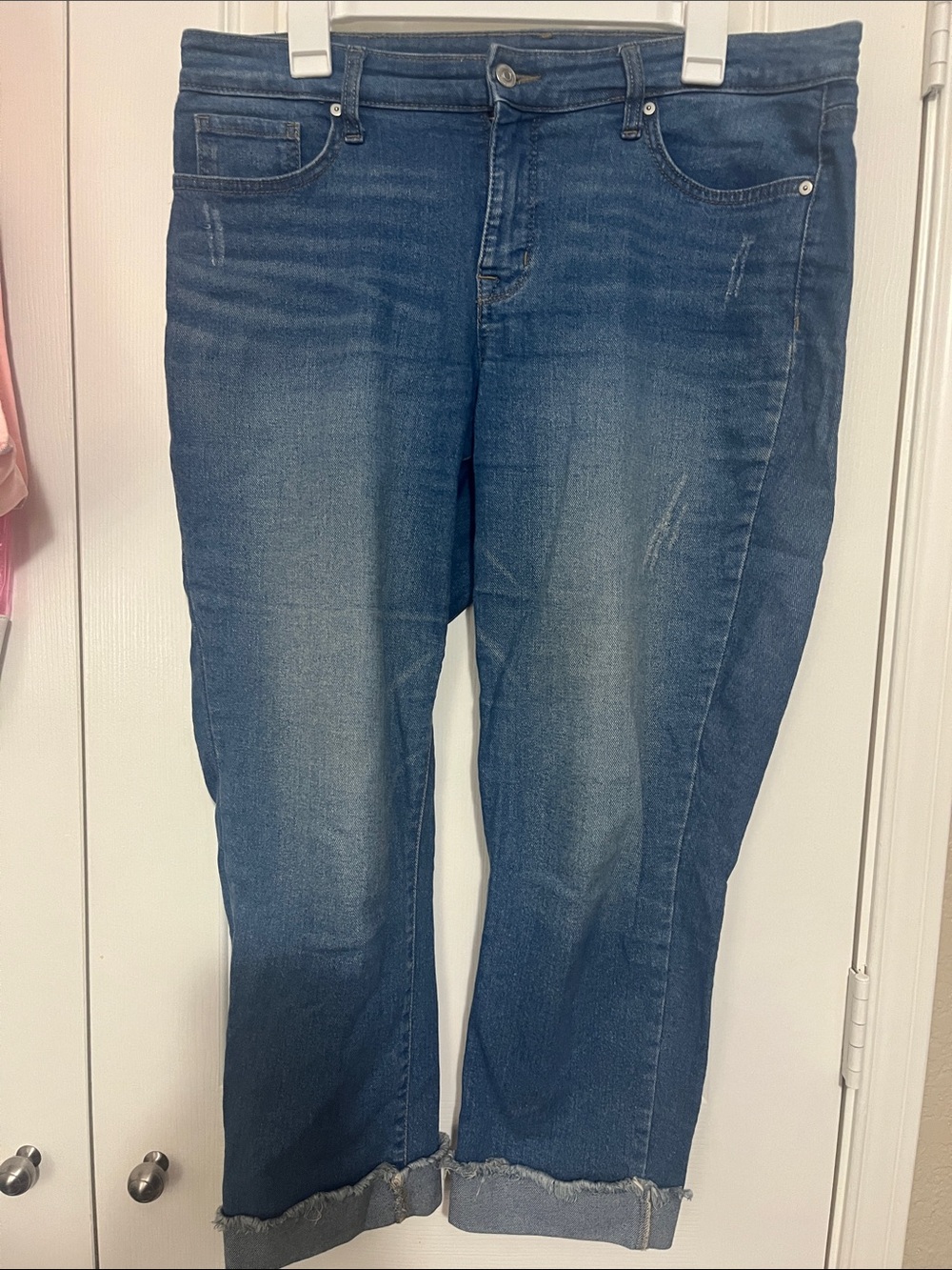 new directions Dark Blue Girlfriend Cropped Ankle Jeans
